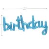 Happy Birthday Balloons Banner 16 Inch Hanging Birthday Balloons 3D Silver Foil Cursive Script Letter Balloons for Kids and Adults Birthday Party Decorations Supplies (Blue)