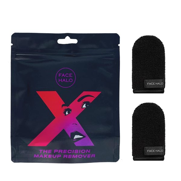 Face Halo X | Eye Makeup Remover Wipes Remove Makeup with Just Water, Reusable Microfiber Makeup Touch-Up Mini Towel Erases Makeup in Hard To Reach and Sensitive Areas (2-Pack)