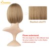 QUEENTAS Short Blonde Bob Wig with Air Bangs Chin Length Short Bob Wig Heat Resistant Synthetic for Women with Wig Cap (Hazelnut color#73) (A-Strawberry Blonde)