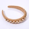 Rhinestone Raffia Padded Headband for Women Boho Rattan Straw Headbands Crystal Jeweled Embellished Wicker Braid Woven Hairband Summer Beach Holiday Party Hair Accessories (A Rattan Padded Hairband)