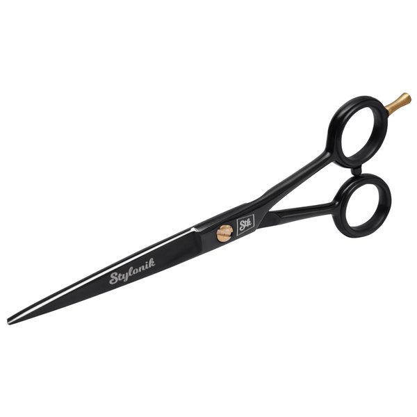 Stylonik Hair Cutting Scissors-Professional Hairdressing Scissors for Women,Men,Hair Stylists,Salon,Barber- 6.5-Inch Stainless Steel Hair Scissors with Finger Rest (Classic Scissor Black Titanium)