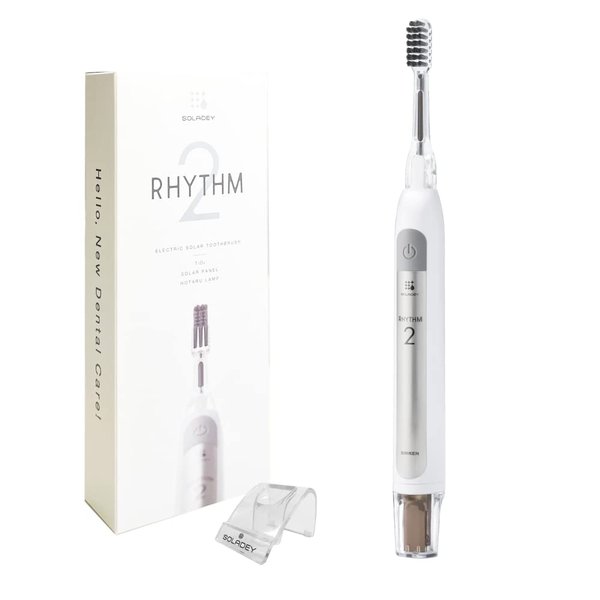 Soladey Rhythm 2, Ionic Power Electric Toothbrush, Solar Panels and TiO2 Semiconductor (Snow White), Ready to use Ionic Toothbrush