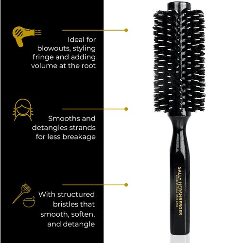 SALLY HERSHBERGER Medium Round Brush - Premium, Salon-Tested, Volumizing and Smoothing Barrel Hair Brush - For Styling, and Blow Drying Thick Through Fine Hair - Boar Bristle Design - 1 pc