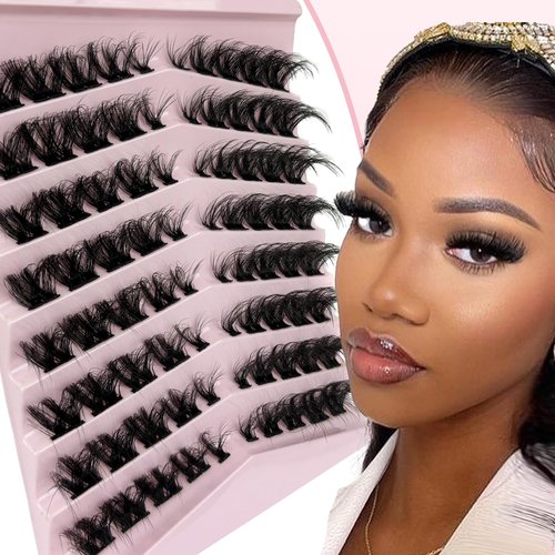 Fluffy Cat Eye Lash Clusters 12-20MM Thick Cluster Eyelashes Extensions D Curl Wispy Individual Lashes 80 PCS DIY Cluster False Eyelashes at Home, by Anforlin