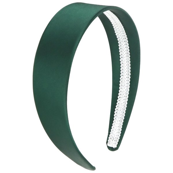 Wecoe Satin Headband Women 1.6 Inch Wide Silk Headband Dark Green Headband Non Slip Fashion Plain Head Band Solid Hair Band DIY Holiday Hair Accessories for Women Girls Diademas Para Mujer Gifts