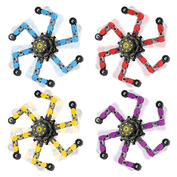 4 Pcs Finger Spinners Sensory Toys, Creative Transformable Chain Robot Toy Fidget Finger Spinners DIY Stress Relief Toy with Transformable Chain for Boys Girls