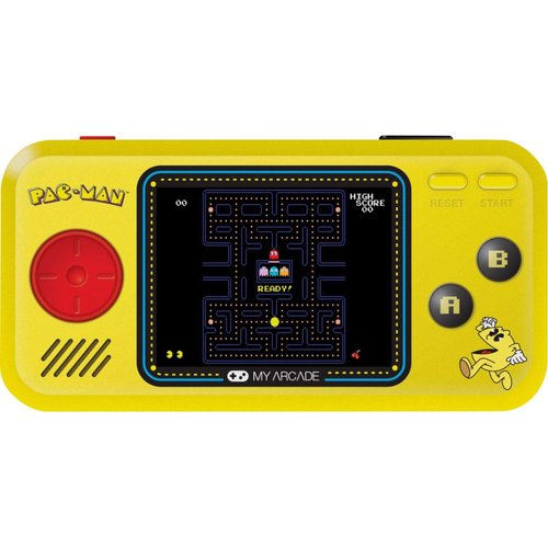 My Arcade Pocket Player Handheld Game Console: 3 Built In Games, Pac-Man, Pac-Panic, Pac-Mania, Full Color Display, Speaker, Volume Controls, Headphone Jack, Battery or Micro USB Powered, Yellow