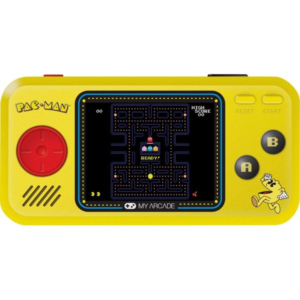My Arcade Pocket Player Handheld Game Console: 3 Built In Games, Pac-Man, Pac-Panic, Pac-Mania, Full Color Display, Speaker, Volume Controls, Headphone Jack, Battery or Micro USB Powered, Yellow