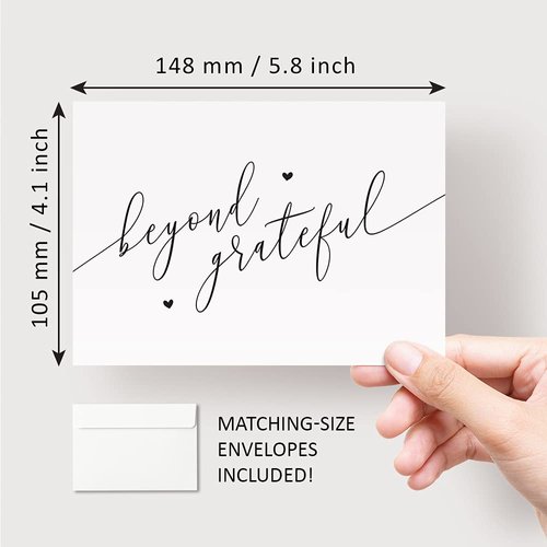 Thank You Cards with Envelopes - 25 Pre-Scored Thank You Note Cards for a Simple Yet Classy Way to Express Your Gratitude for Weddings, Gifts, Customers, Colleague and More Thank You Cards Bulk (Chic)