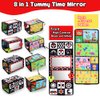 Tummy Time Floor Mirror with Teethers, Double-Sided Baby Mirror Black and White High Contrast Baby Toys for Babies, Baby Montessori Toys Crawling Developmental Newborn Infant Sensory Toys (A-Mirror)