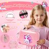 Pretend Makeup for Toddlers, Kids Pretend Play Makeup Set for Little Girls, Fake Toy Makeup Set with Purple Cosmetic Case & Jewelry Set, Birthday for Kids Girls 3 4 5 6 7 8+