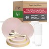 Smarty Had A Party Disposable Plastic Plates with Rim Design, Organic Round Dinnerware Bulk Order for Wedding, Birthday & All Occasions (Pink with Gold, Wedding Value Set (60 Guests))