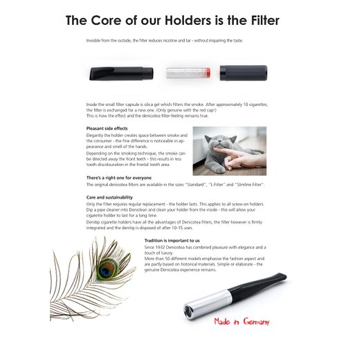 Denicotea Lady Ejector Series Cigarette Holder with Filter Slot - Ivory - Add Style & Sophistication - Avoid Stained Fingers & Lips - German Engineering - (Filters Not Included) - 20203