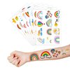 8 Sheets (96PCS) Rainbow Temporary Tattoos Theme Birthday Party Decorations Supplies Party Favors Decor Tattoo Stickers For Kids Girls Boys Gifts Classroom School Prizes Rewards