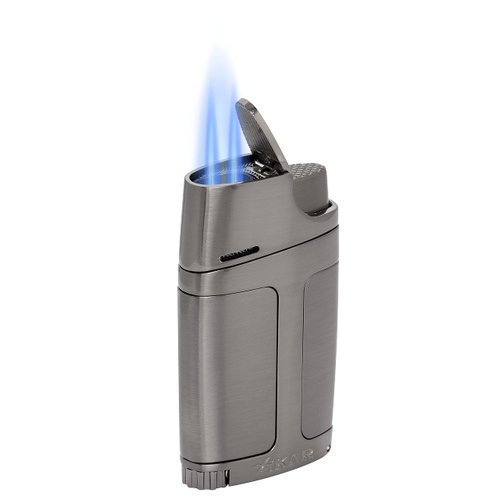 Xikar ELX Double Jet Flame Lighter with 9mm Cigar Punch, Ergonomic Design, G2 Gunmetal