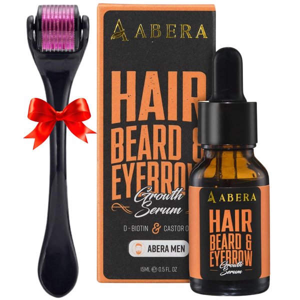 Abera Hair Growth Serum for Hair Loss, Natural Hair Regrowth Treatment for Hair & Beard with Biotin & Castor Oil, Recommended Combo (1 Serum + Gift)