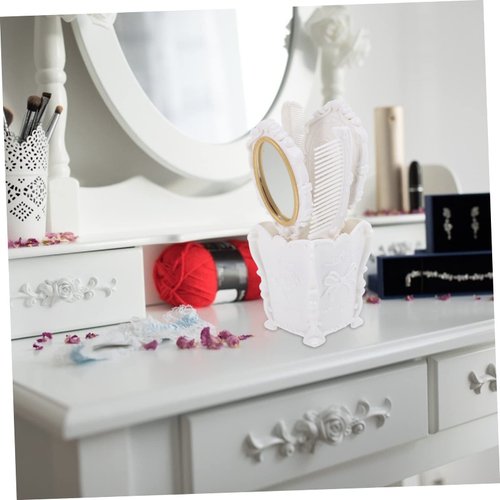 minkissy 5pcs Vanity Mirror Comb Set Paddle Brush Detangling Hair Brush Travel Vanity Mirror Round Purse Mirror Handheld Girl Makeup Set Hair Brush Holder Detangling Paddle Brush Hair Comb