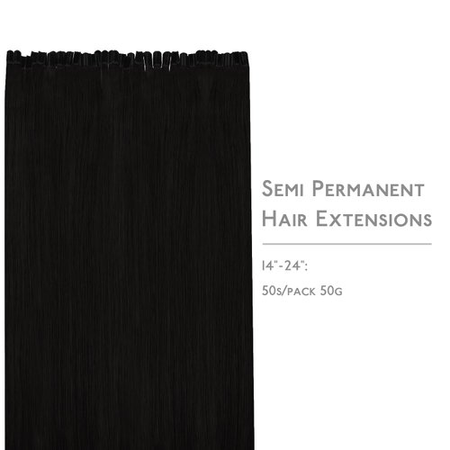 WENNALIFE U Tip Hair Extensions Human Hair, 50g 50s 24 Inch Jet Black Remy Hair Extensions K Tip Hair Extension Real Human Hair Invisible Straight Keratin Hair Extensions