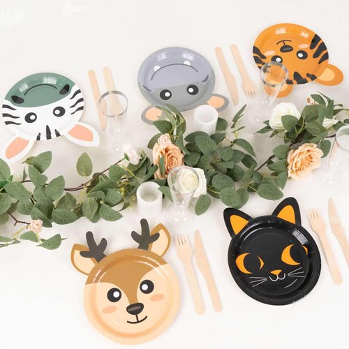 Efavormart Set of 25 Assorted Animal Print Appetizer Dessert Paper Plates, 7" Round Jungle Theme Eco-Friendly Baby Shower Party Plates - 300GSM