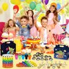 Qbjetkap Kids Birthday Party Supplies Kids Birthday Party Favors for Birthday Party Decorations Include 12Pcs Gift Boxes, 14Pcs Stampers, 12Pcs Keychains, 12Pcs Button Pins, 50Pcs Stickers