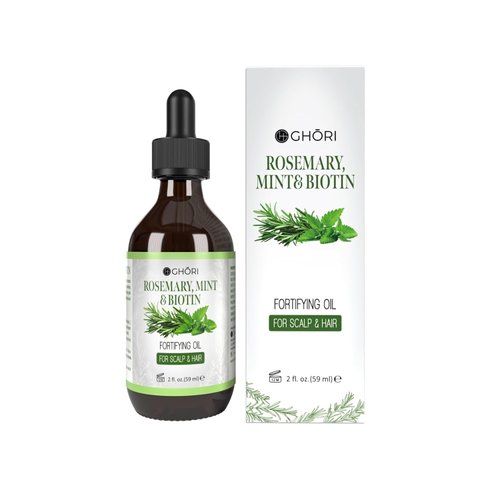 Ghori Rosemary Mint & Biotin Hair Oil Pure Essential Oil for Hair Thickness, Ideal for Men & Women - 100% Natural, 2 Fl.oz.(59ml)