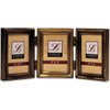 Lawrence 11423T Antique Gold Brass Hinged Triple 2x3 Picture Frame-Beaded Edge Design