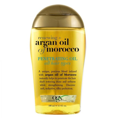 OGX Extra Strength Renewing + Argan Oil of Morocco Penetrating Hair Oil Treatment, Deep Moisturizing Serum for Dry, Damaged & Coarse Hair, Paraben-Free, Sulfated-Surfactants Free, 3.3 fl oz