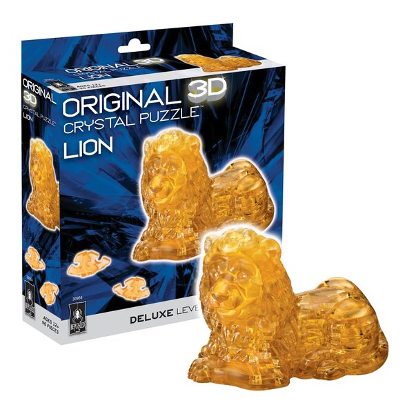 Bepuzzled Original 3D Crystal Puzzle Deluxe - Lion - Fun yet challenging brain teaser that will test your skills and imagination, For Ages 12+