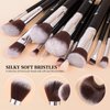 DUcare Makeup Brushes 15Pcs Makeup Brush Set with Bag Kabuki Foundation Blending Blush Eyeliner Shadow Brow Concealer Brushes Kit Black
