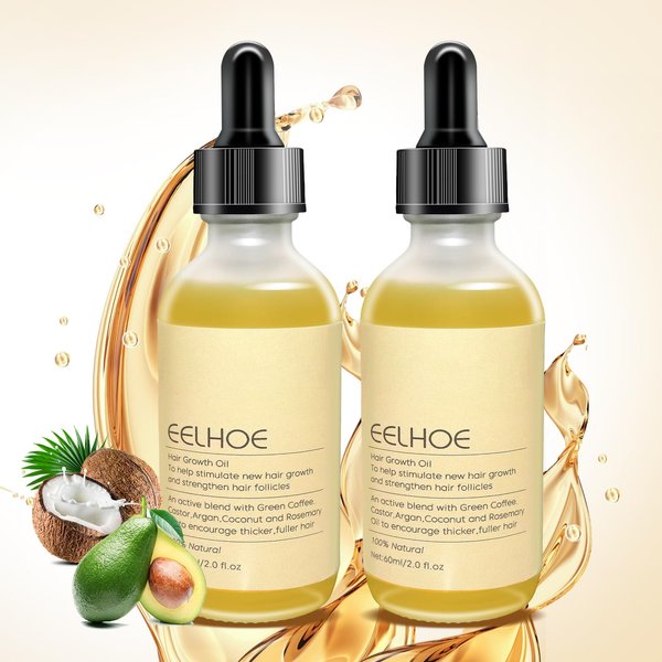 2 Pcs Veganic Natural Hair Growth Oil, Natural Hair Growth Oil, Veganic Hair Growth Oil for Hair Growth Hair Growth Oil, Suitable for Dry Damaged Hair and Thinning Hair.
