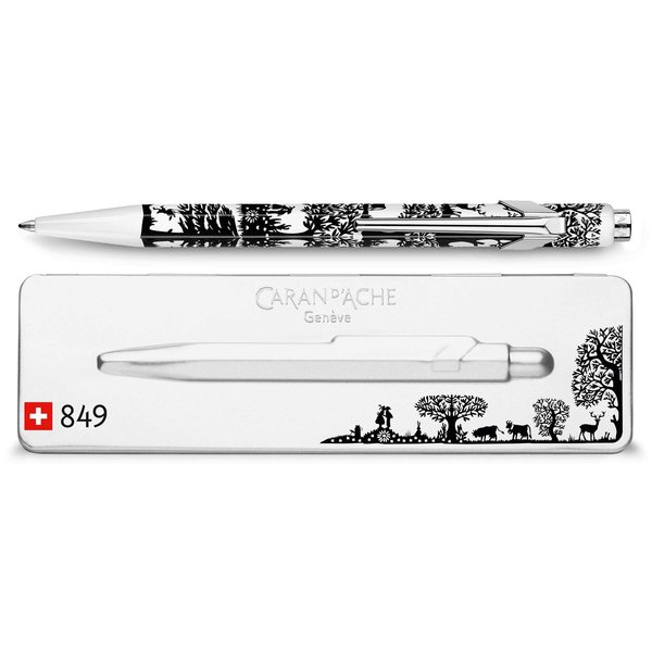 Caran d'Ache 849 Popline Total Swiss Ballpoint Pen, Lapoya NF0849-754, Product Size: 5.0 inches (128 mm), Retractable, Ink: Black, F (Fine Point: 0.9 mm), 0.5 oz (15.2 g)