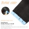 TOZOIE Tape in Hair Extensions Human Hair, 18 Inch Hair Extensions Real Human Hair Natural Black Tape in Straight Invisible Tape in Hair Extensions for Women (1B, 18 Inch)