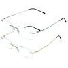 HIYANJN Rimless Readers Blue light proof reading glasses Women Men Anti Glare Filter Lightweight Eyeglasses (2-Pack,1.5)