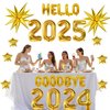 New Years Eve Party Supplies 2025,2025Happy New Year Decorations,Gold Goodbye 2024 Hello 2025 Banner for 2025 New Years Decorations,Happy New Year Sign for 2025 Decorations