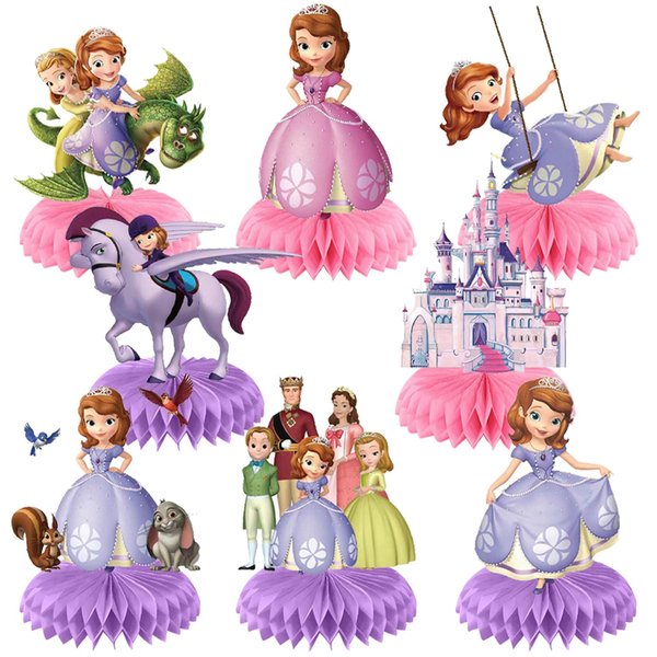 Sofia the First Honeycomb Centerpieces Party Supplies for Princess Sofia Theme Birthday Party Decorations, 9Pcs Double Sided Princess Sofia Theme Table Decor Sofia Party Favors for Fans Kids Boys
