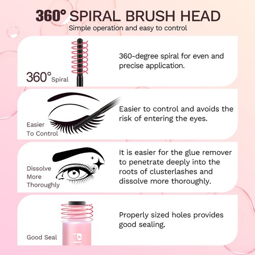 Lash Remover for Lash Extensions 5ml, Eyelash Glue Remover Self-Use at Home DIY Eyelash Extension Remover Non-irritating Soothing Oil Texture Lash Clusters Clear Remover PITHER