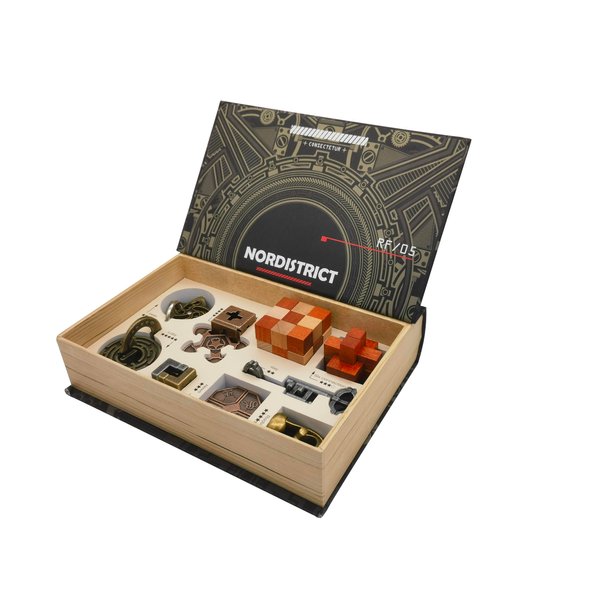 NORDISTICT Mechanical Puzzles, Metal and Wooden Brain Teaser Puzzles, Puzzle Box, A Set of 9 Pcs, 3D Unlocked Puzzles,Fun Metal Brain Teaser Puzzle Games, Hand Puzzles for Adult Teens