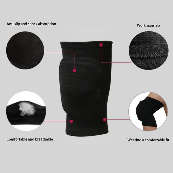 Tatibana Full Black Protective Sponge Knee Pads, Soft Breathable Knee Support Knee Brace for Adult Kids Sports Dance Football Gym Skating（M）
