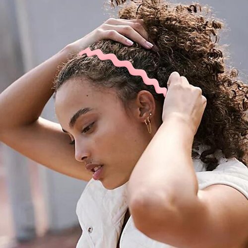 SuPoo 5pcs Pink Zig Zag Headbands Plastic Headbands for Women Non Slip Hard Hair Comb Head Bands with Teeth Various Women’s Headbands Comfortable Hair Bands Cute Hair Accessories