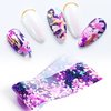 Flowers Nail Art Foil Transfer Stickers Decals, Holographic Pink Floral Nail Art Design, Acrylic Nails Supplies for Nail Transfer Glue Polish, Women Fingernails Toenails Nail Decoration (10 Sheets)