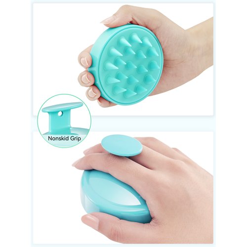 HEETA Scalp Massager Hair Growth, Scalp Scrubber with Soft Silicone Bristles for Hair Growth & Dandruff Removal, Hair Shampoo Brush for Scalp Exfoliator, Green