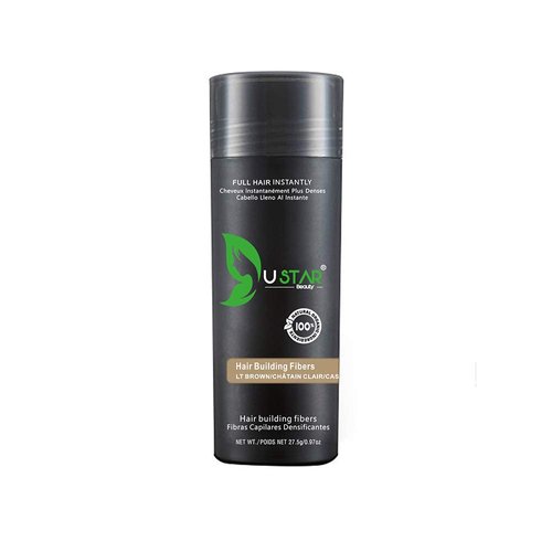 Ustar Hair Building Fibers for Thinning Hair 27.5g Light Brown Conceals Hair Loss Instantly Thicker Fuller Look 9 Shades for Women & Men