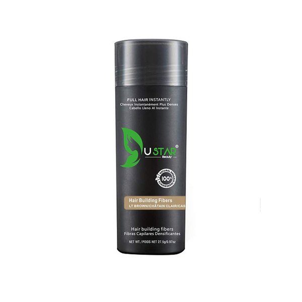 Ustar Hair Building Fibers for Thinning Hair 27.5g Light Brown Conceals Hair Loss Instantly Thicker Fuller Look 9 Shades for Women & Men