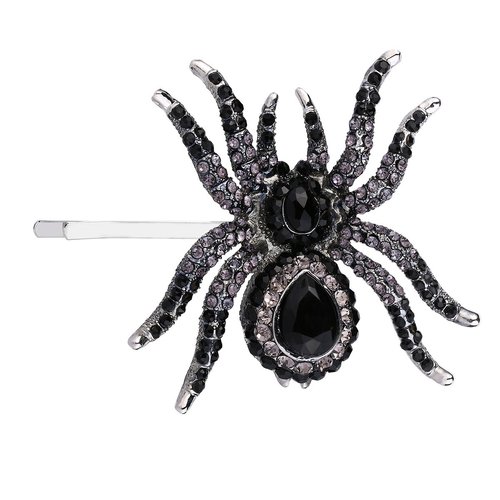 EVER FAITH Women's Austrian Crystal Gorgeous Spider Hair Clip Black Silver-Tone
