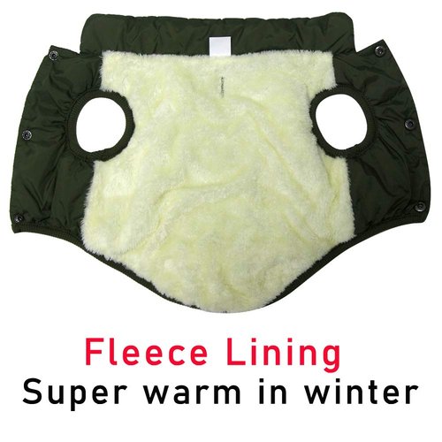 JoyDaog 2 Layers Fleece Lined Warm Dog Jacket for Puppy Winter Cold Weather,Soft Windproof Small Dog Coat,Green M