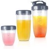 Replacement Cups Kit 18oz Short Cup 24oz Tall Cup 32oz Colossal Cup with Flip-Top To-Go Lid and Stay-Fresh Resealable Lid Compatible with NutriBullet 600w and Pro 900w Blenders