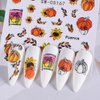 12 Sheets Fall Nail Art Stickers Autumn Leaves Nail Decals Pumpkins Drinking Maple Leaves Flower Nail Design 3D Self-Adhesive Holiday Thanksgiving Sliders Manicure Nail Decor