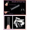 480PCS Extra Long C Curve Nail Tips and Glue, 2 Packs Natural and Clear Acrylic for Nails Professional Set, 12 Sizes Artificial Straight Square French False Nail Tips