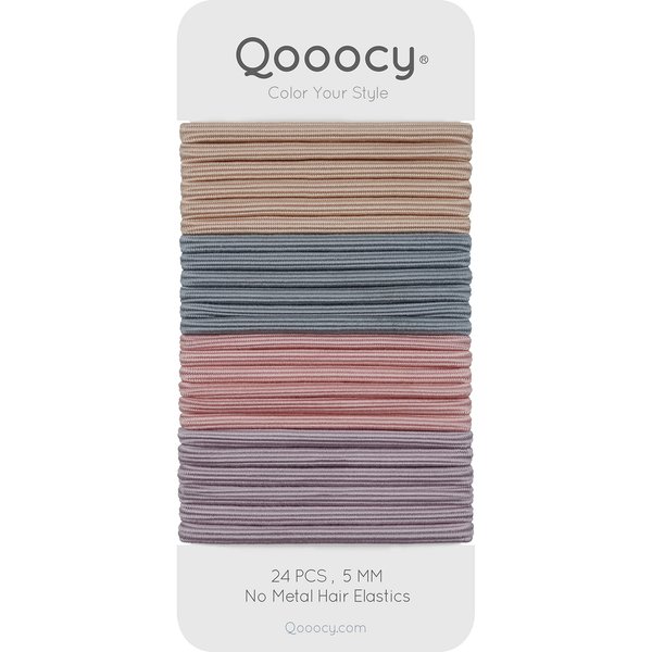 Qooocy Womens Elastic Hair Ties - 24 Count, 5MM for Medium Hair - Hair Accessories for Women Perfect for Long Lasting Braids, Ponytails and More - Pain-Free, Smoky Purples