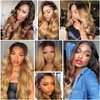Shining Girl 12A Ombre Body Wave Bundles With Closure Brazilian Virgin Remy 100% Human Hair Ombre 3 Tone T1B/4/27 Color Human Hair Extensions 3 Bundles with 4x4 Lace Closure (22 24 26+20, 1B#/4#/27#)